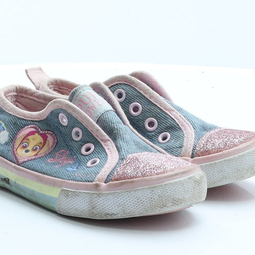 George Girls Blue Colourblock Polyester Trainer Flat 7   - paw patrol