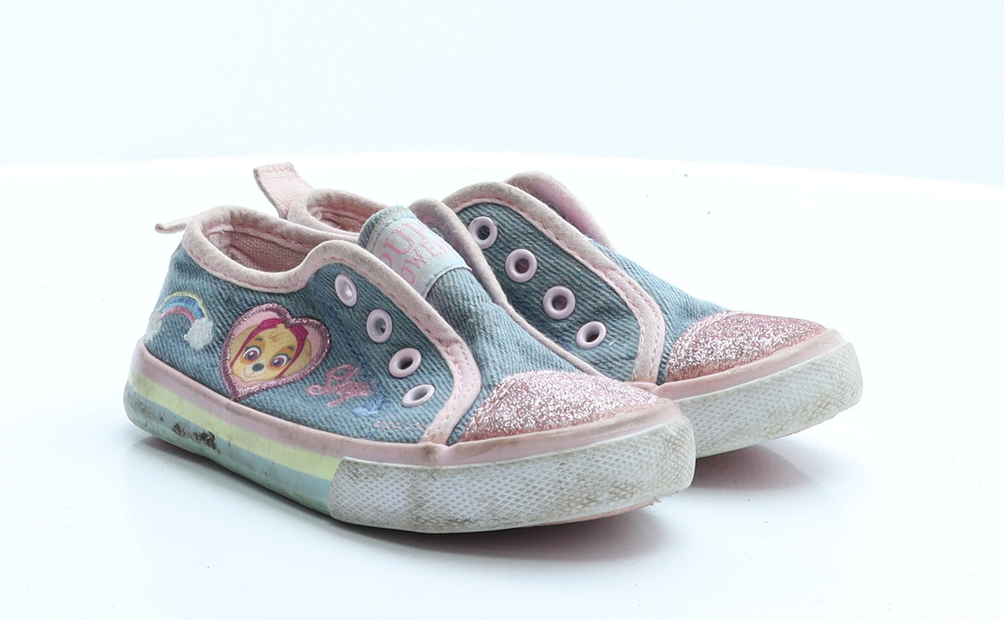 George Girls Blue Colourblock Polyester Trainer Flat 7   - paw patrol