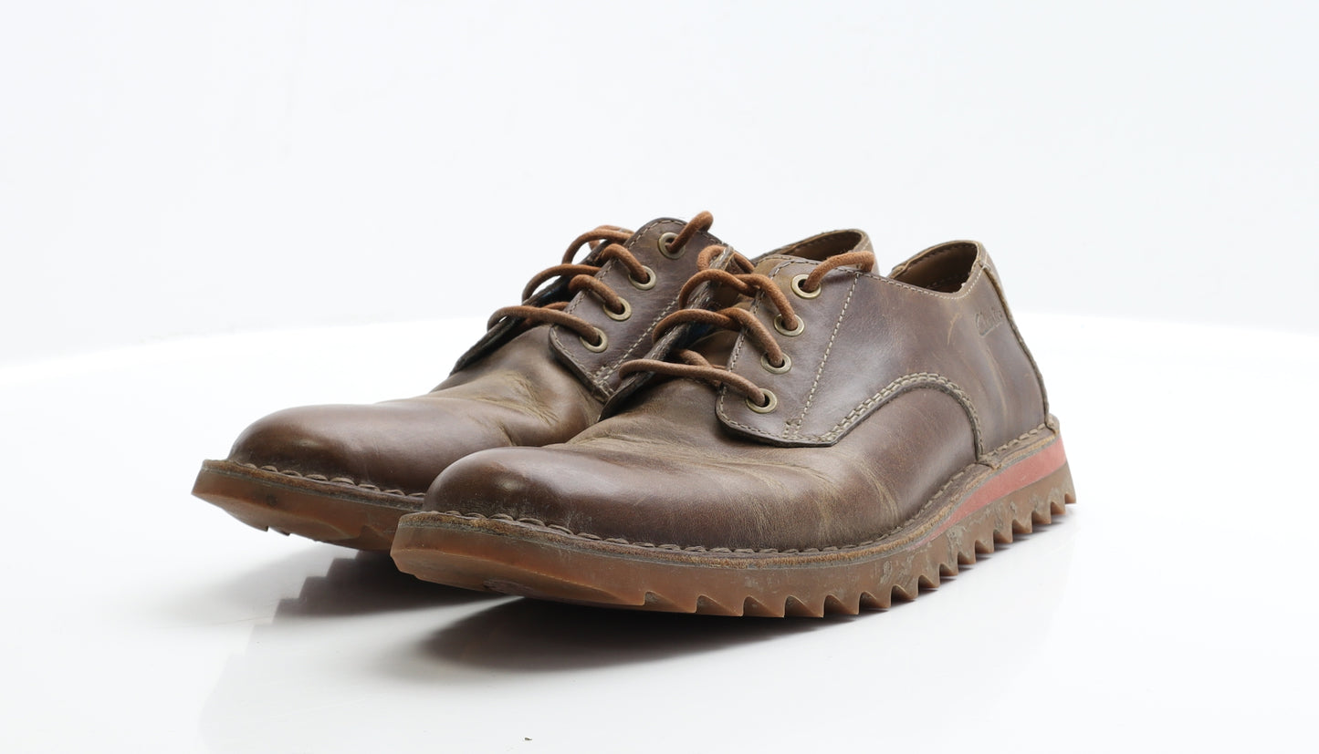 Clarks Mens Brown  Faux Leather Oxford Casual UK 8 8 EUR 42