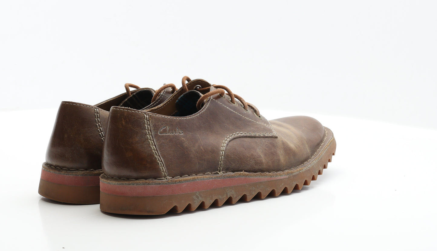 Clarks Mens Brown  Faux Leather Oxford Casual UK 8 8 EUR 42