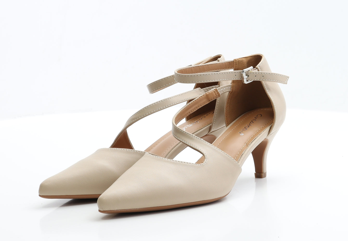 Greatonu Womens Beige  Faux Leather Strappy Heel UK 5 EUR 38