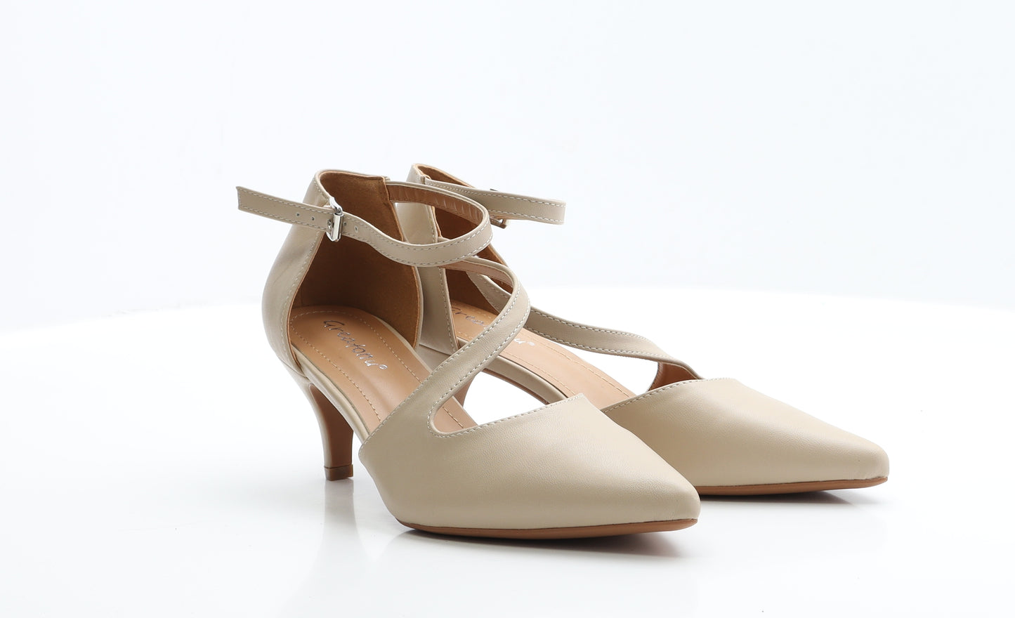 Greatonu Womens Beige  Faux Leather Strappy Heel UK 5 EUR 38