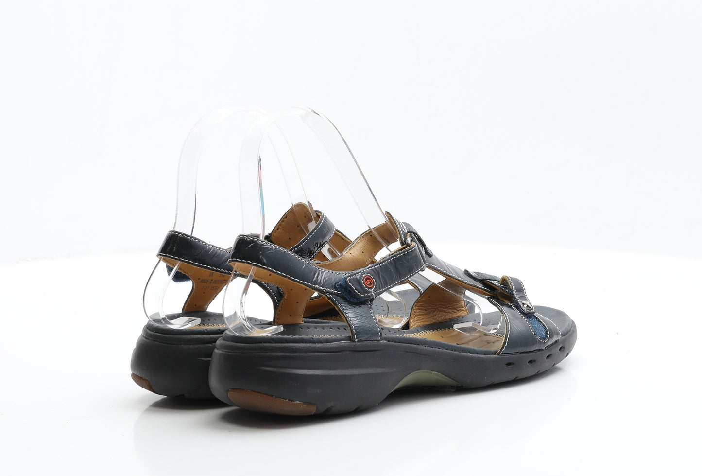 Clarks Womens Blue  Patent Leather Slingback Flat UK 5.5