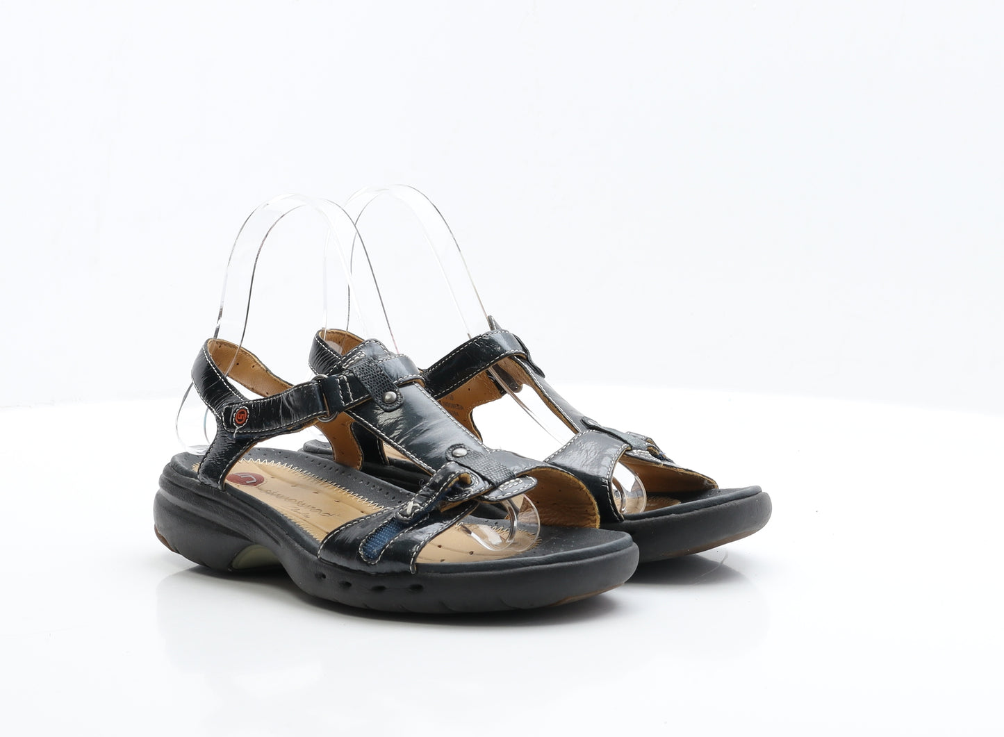 Clarks Womens Blue  Patent Leather Slingback Flat UK 5.5