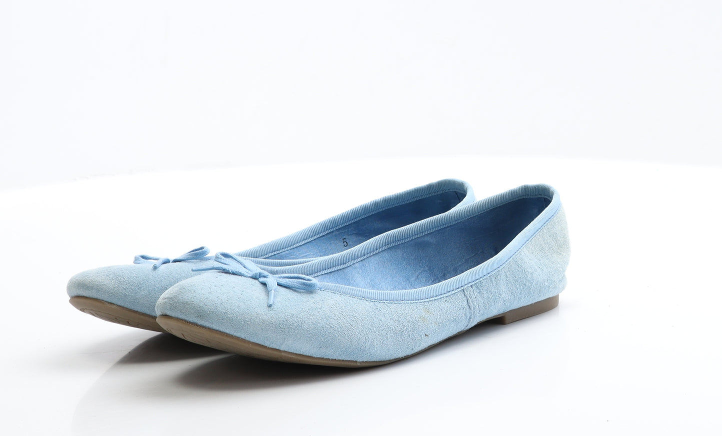 Marks and Spencer Womens Blue  Leather Ballet Flat UK 5 38