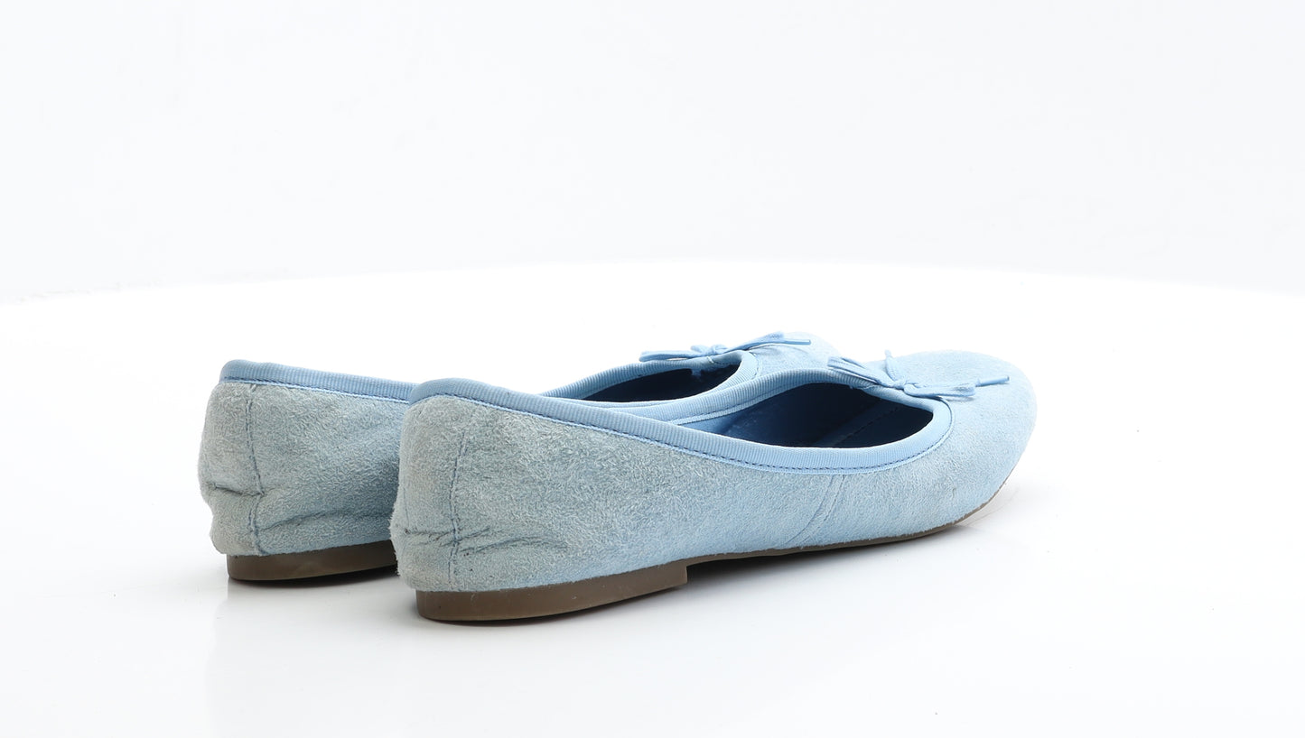 Marks and Spencer Womens Blue  Leather Ballet Flat UK 5 38