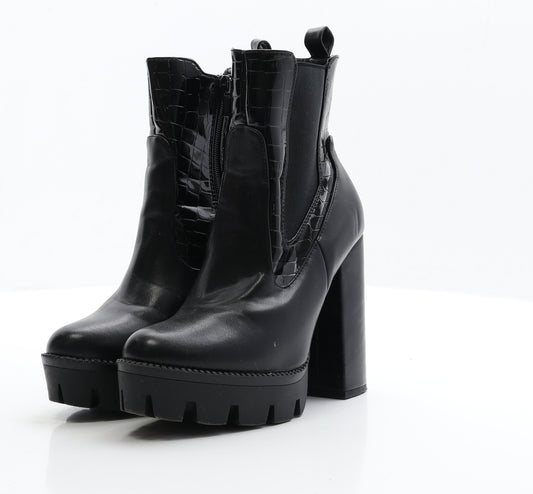 Lolita Womens Black  Faux Leather Platform Boot UK 4 EUR 37