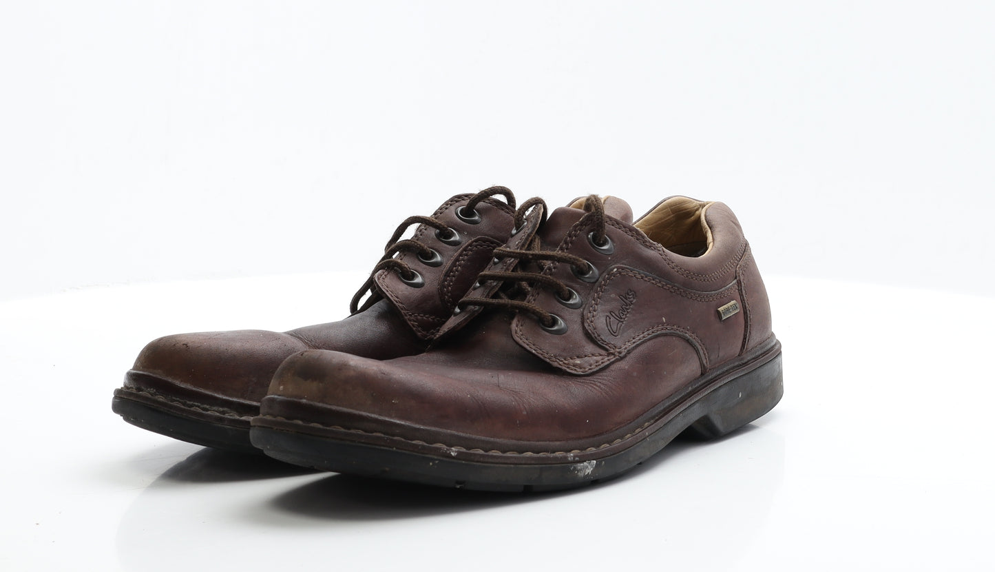 Clarks Mens Brown  Faux Leather Oxford Casual UK 8.5 8.5   - Active Wear