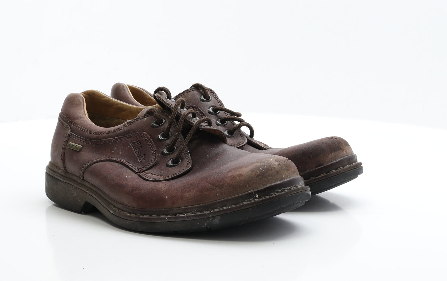 Clarks Mens Brown  Faux Leather Oxford Casual UK 8.5 8.5   - Active Wear