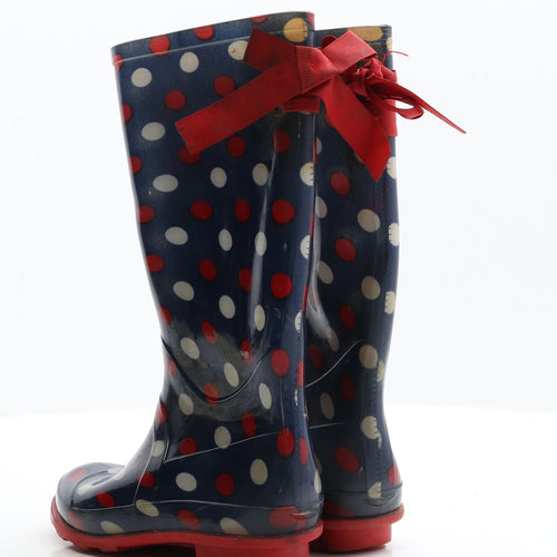 Preworn Girls Blue Polka Dot Rubber Wellies Boot UK 13 13