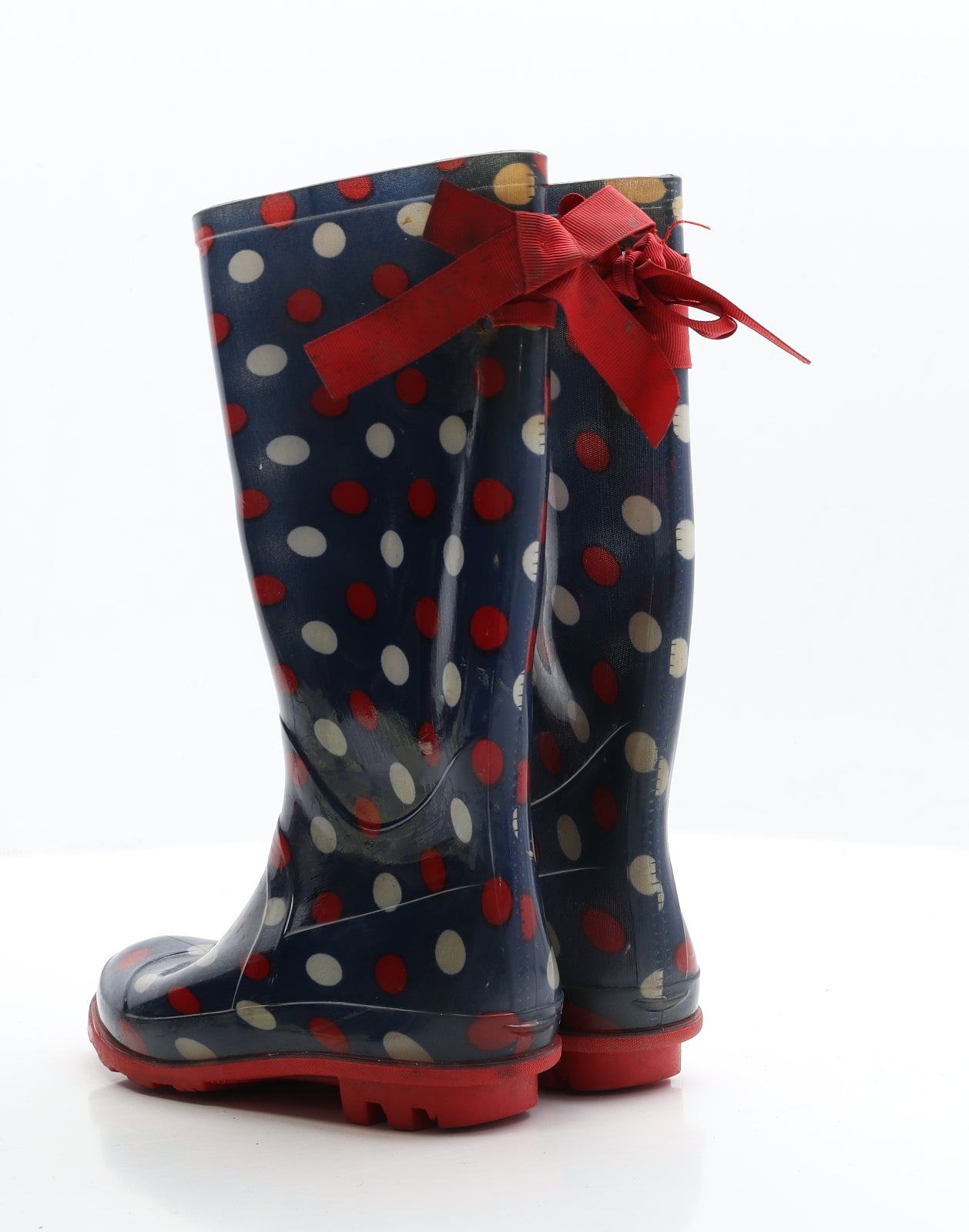 Preworn Girls Blue Polka Dot Rubber Wellies Boot UK 13 13