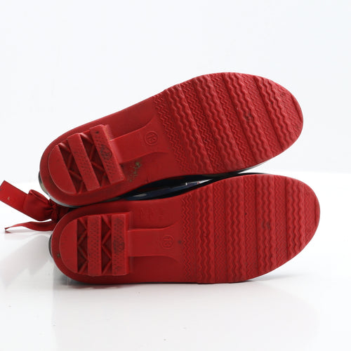 Preworn Girls Blue Polka Dot Rubber Wellies Boot UK 13 13