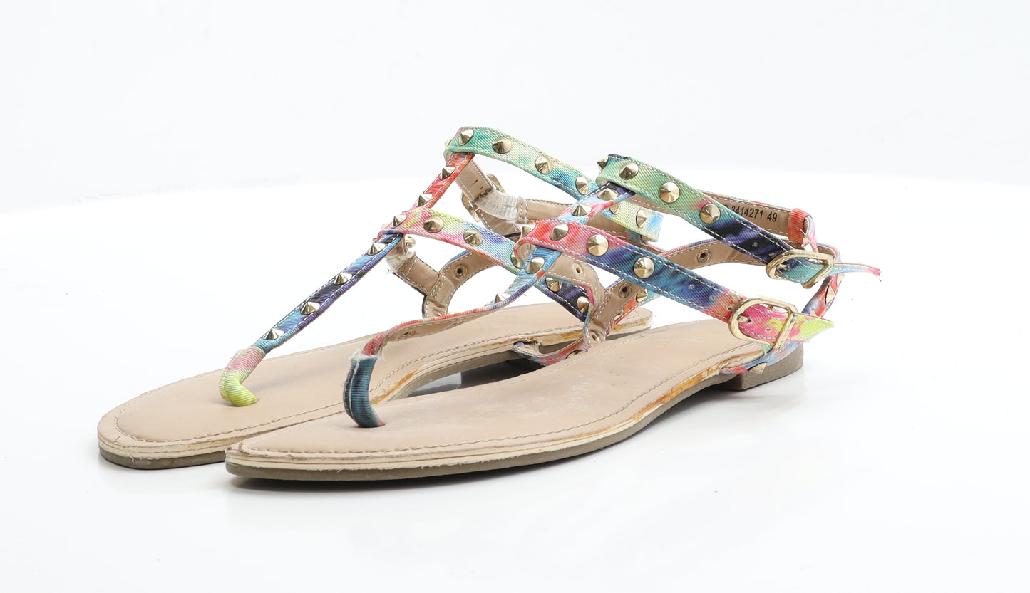 New Look Womens Multicoloured  Fabric Strappy Flat UK 6 39  - Wide Fit