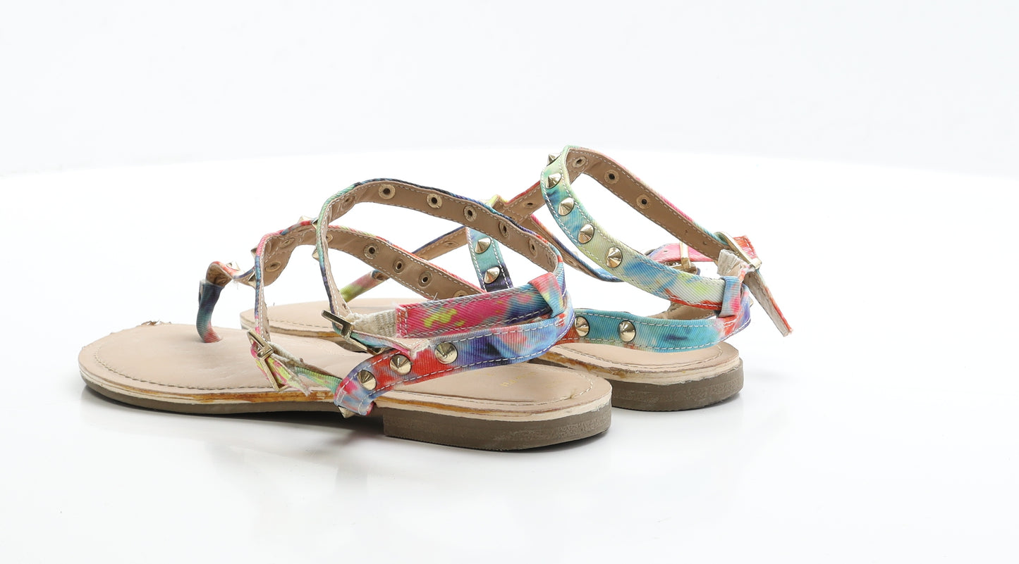 New Look Womens Multicoloured  Fabric Strappy Flat UK 6 39  - Wide Fit