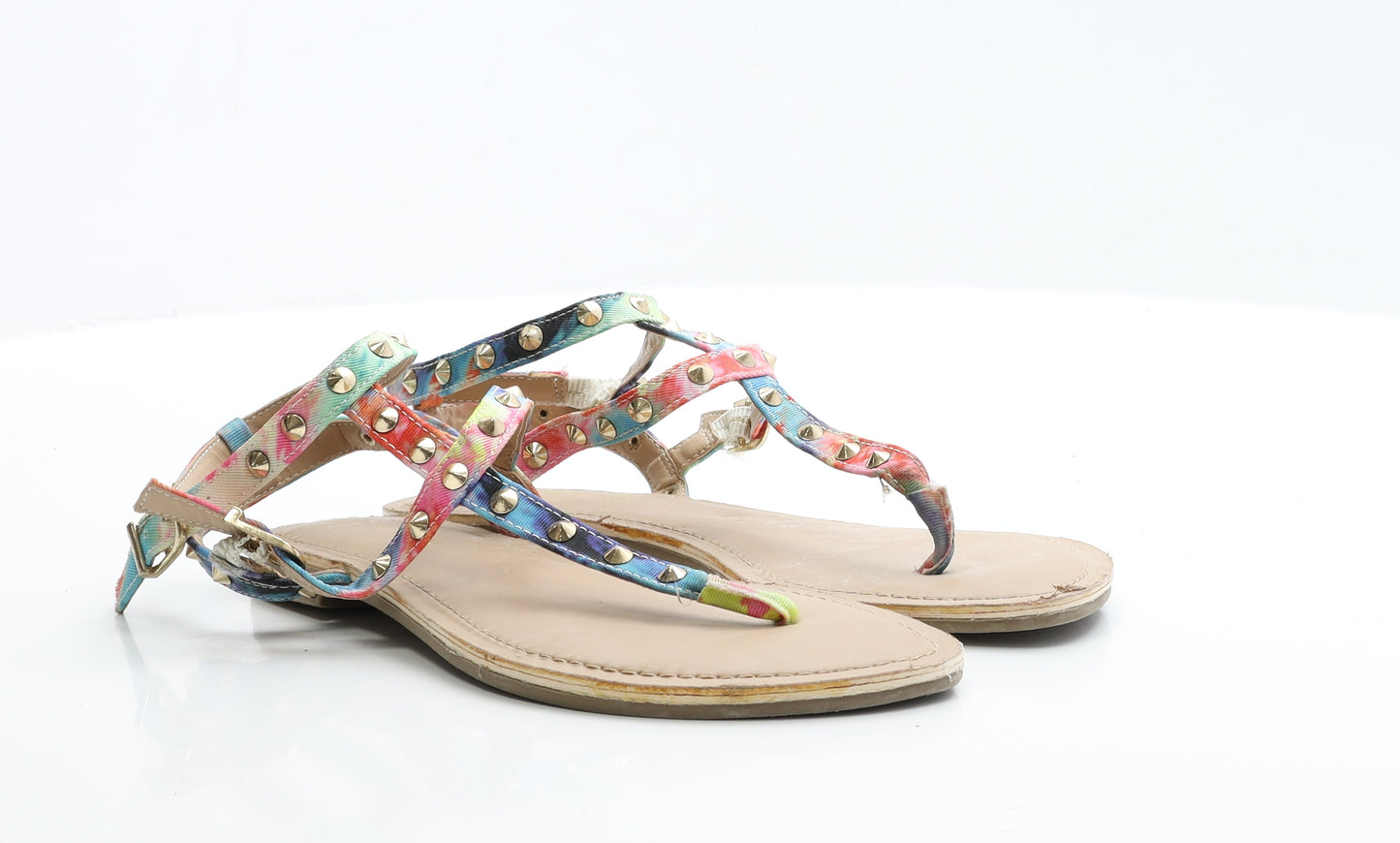 New Look Womens Multicoloured  Fabric Strappy Flat UK 6 39  - Wide Fit