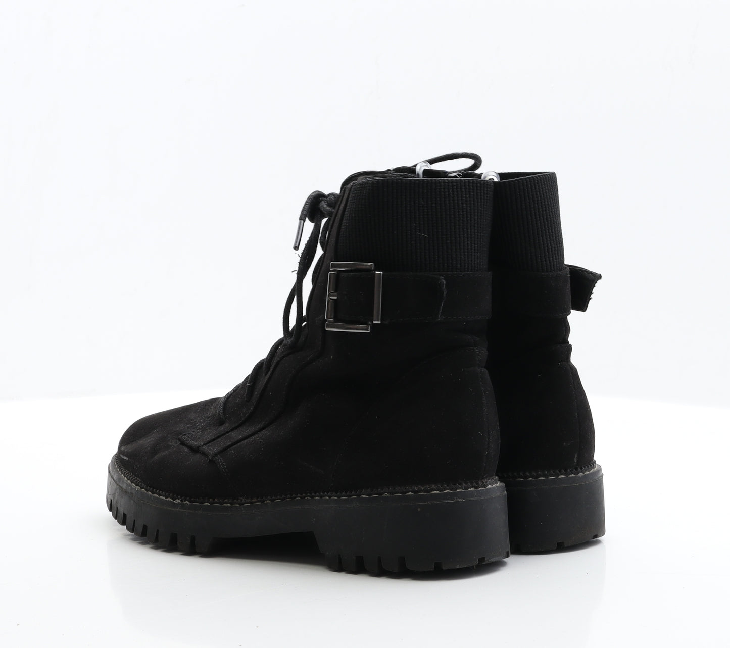 Primark Womens Black  Faux Suede Biker Boot UK 6 EUR 39
