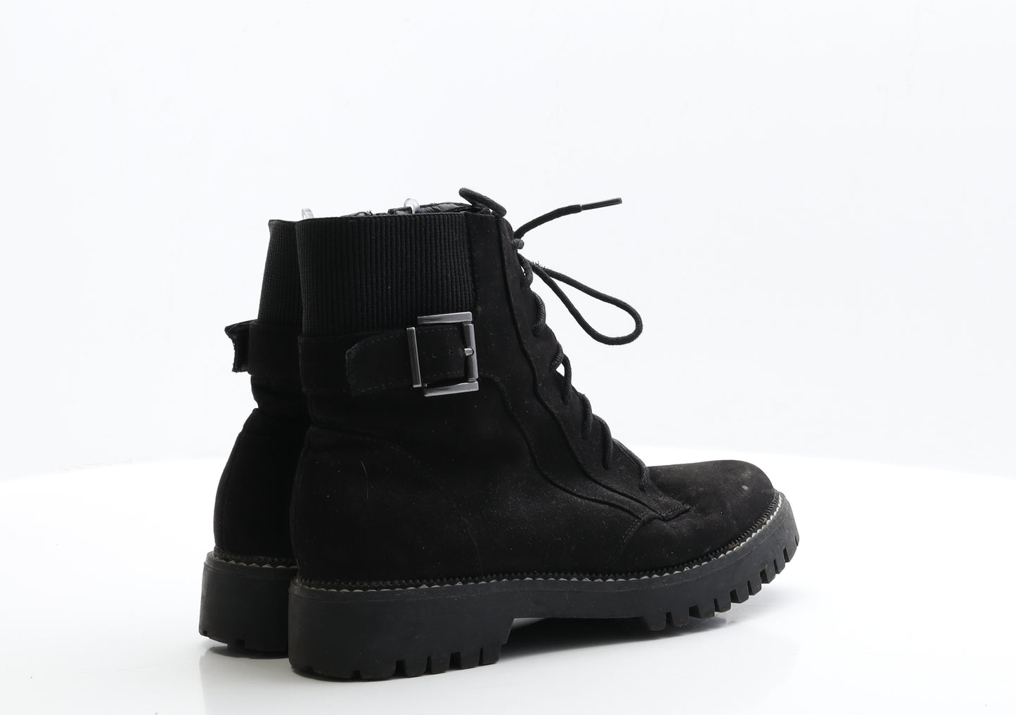 Primark Womens Black  Faux Suede Biker Boot UK 6 EUR 39