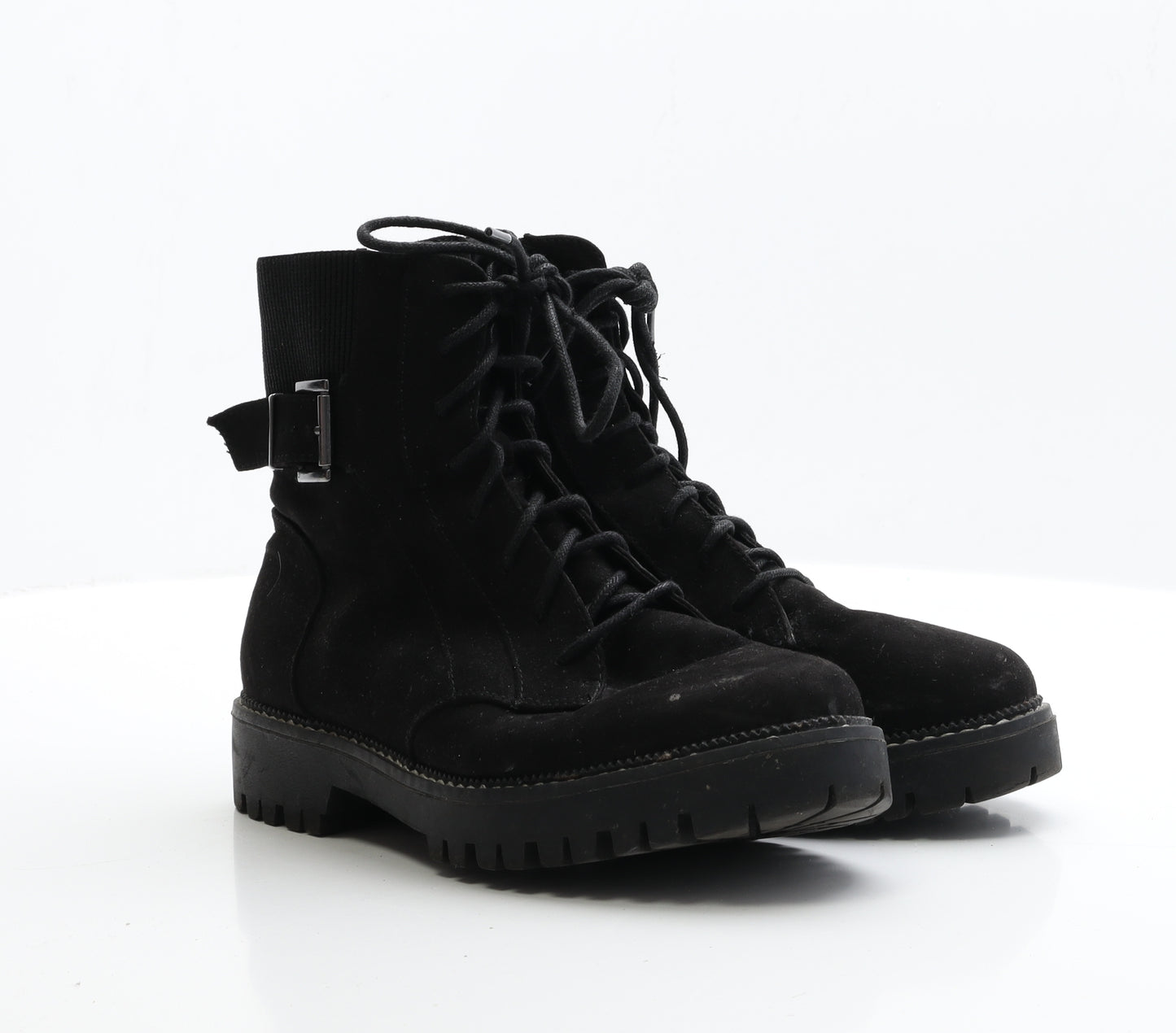Primark Womens Black  Faux Suede Biker Boot UK 6 EUR 39
