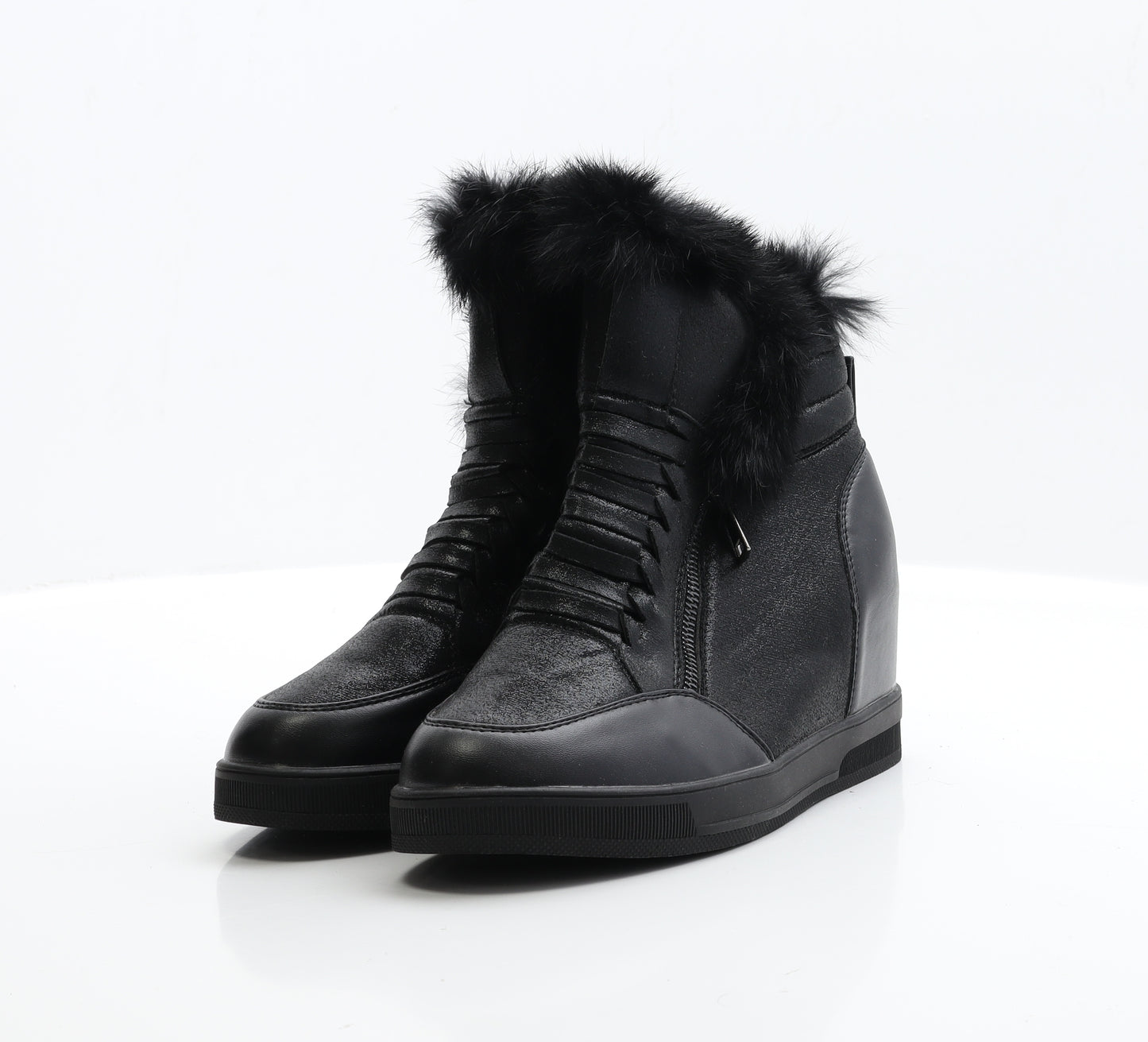 Preworn Womens Black  Polyester Bootie Boot UK 6 EUR 39