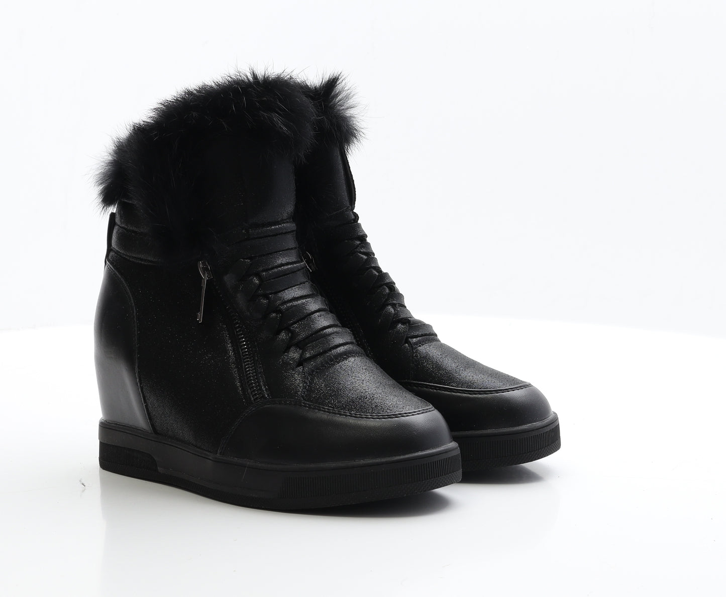 Preworn Womens Black  Polyester Bootie Boot UK 6 EUR 39