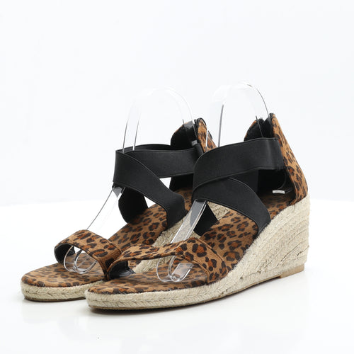 Preworn Womens Brown Animal Print Faux Suede Strappy Heel UK 8 EUR 41