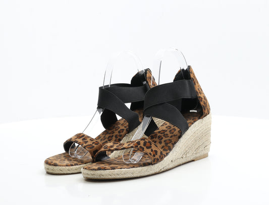 Preworn Womens Brown Animal Print Faux Suede Strappy Heel UK 8 EUR 41