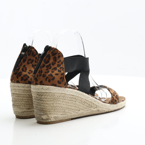 Preworn Womens Brown Animal Print Faux Suede Strappy Heel UK 8 EUR 41