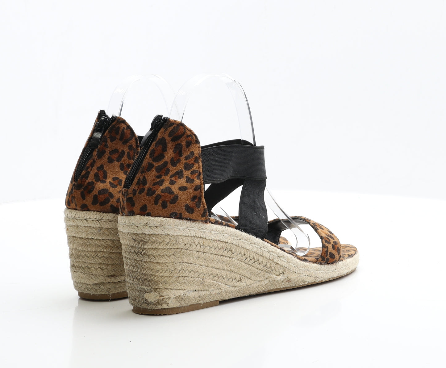 Preworn Womens Brown Animal Print Faux Suede Strappy Heel UK 8 EUR 41