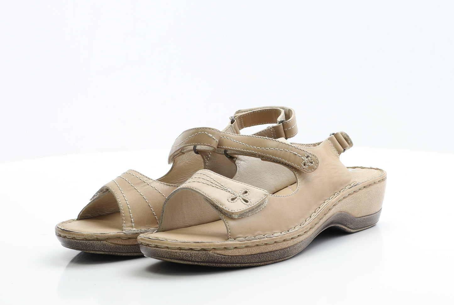 Clarks Womens Beige  Leather Slingback Casual UK 7 40