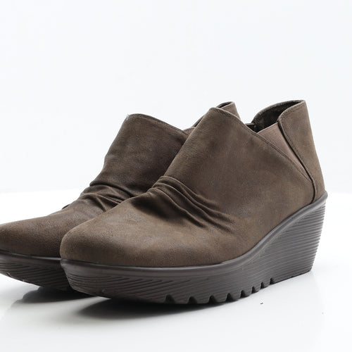 Preworn Womens Brown  Faux Suede Bootie Boot UK 7 EUR 40