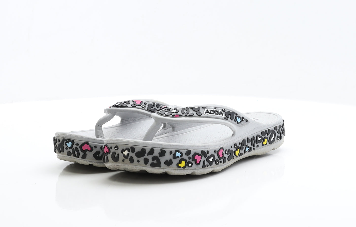 Adda Womens Grey Geometric Rubber Thong Flat UK 6 39
