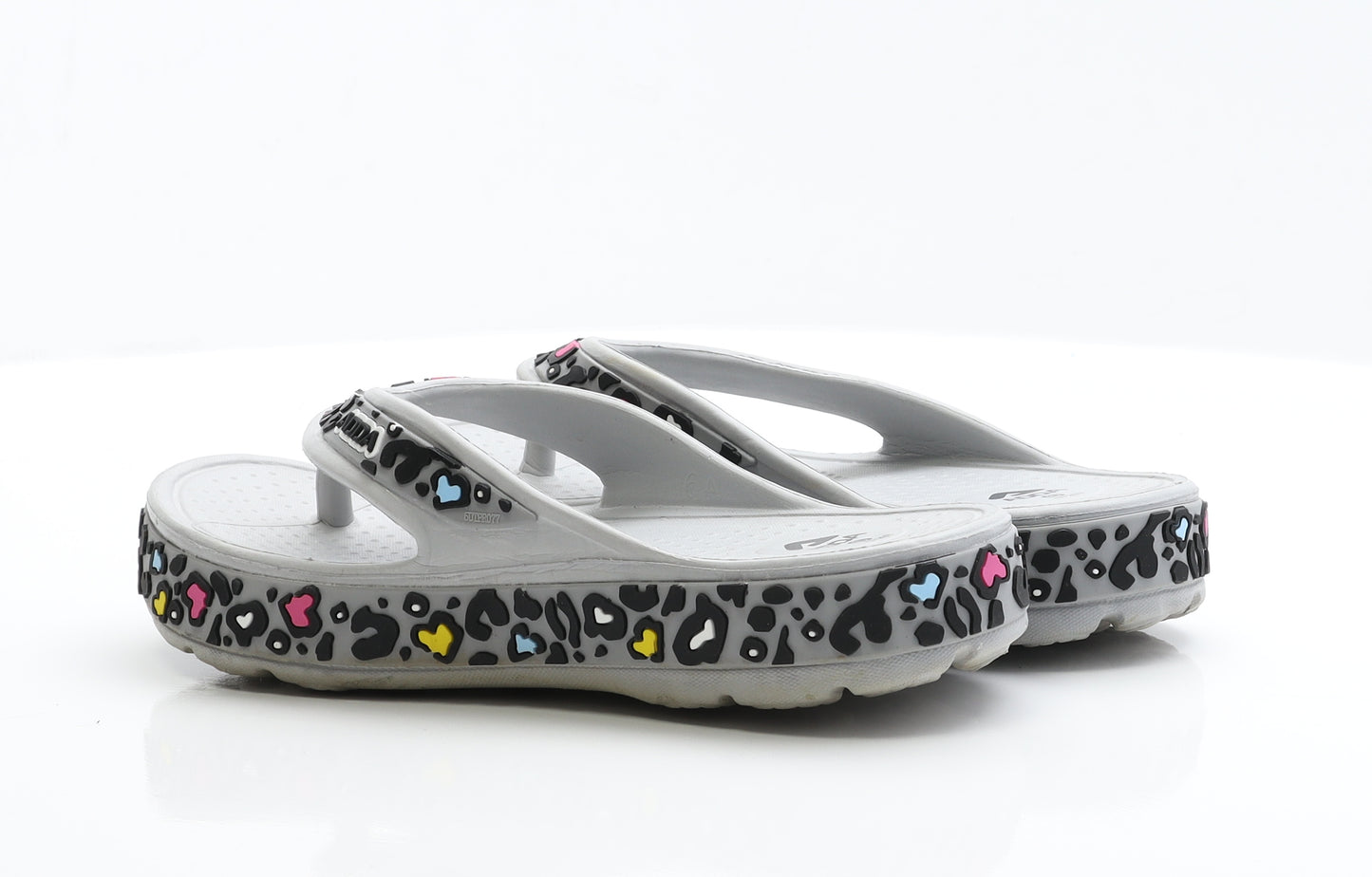Adda Womens Grey Geometric Rubber Thong Flat UK 6 39