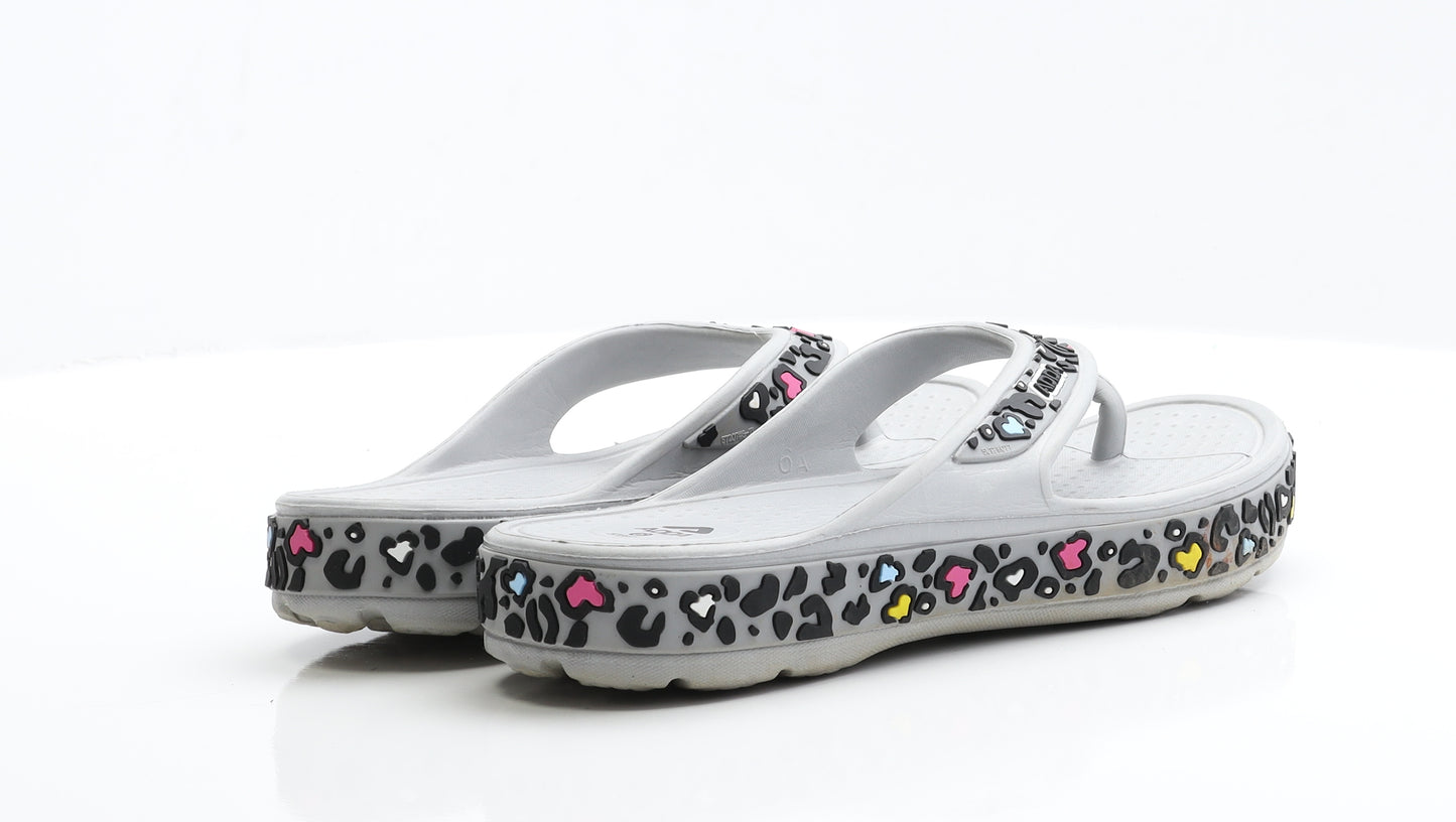 Adda Womens Grey Geometric Rubber Thong Flat UK 6 39