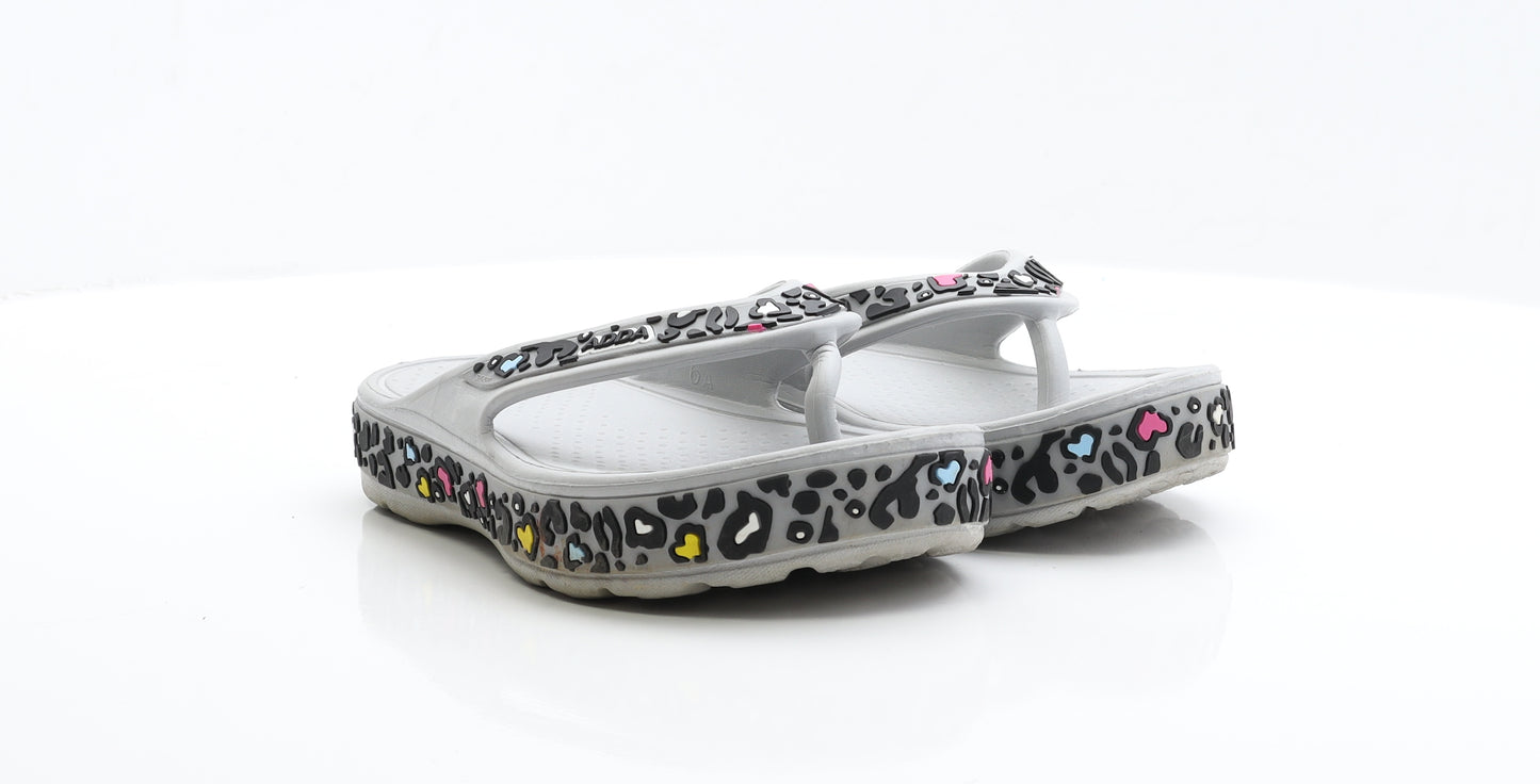 Adda Womens Grey Geometric Rubber Thong Flat UK 6 39