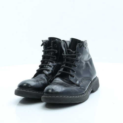 NeroGiardini Boys Black  Faux Leather Combat Boot 3
