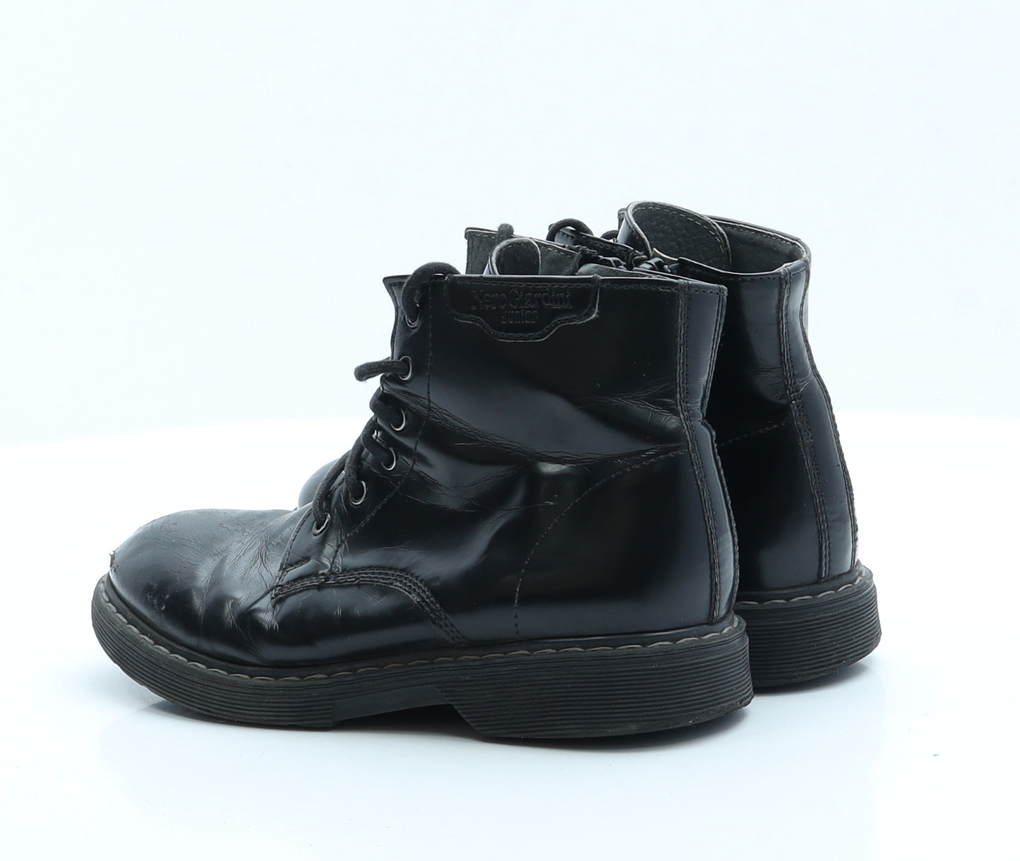 NeroGiardini Boys Black  Faux Leather Combat Boot 3