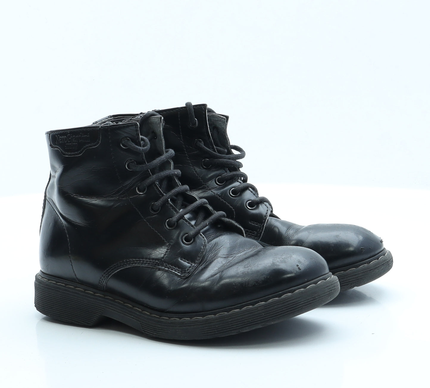 NeroGiardini Boys Black  Faux Leather Combat Boot 3