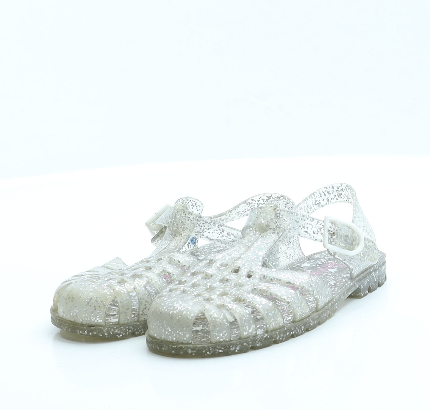 George Girls Silver  Rubber Fisherman Sandal 11