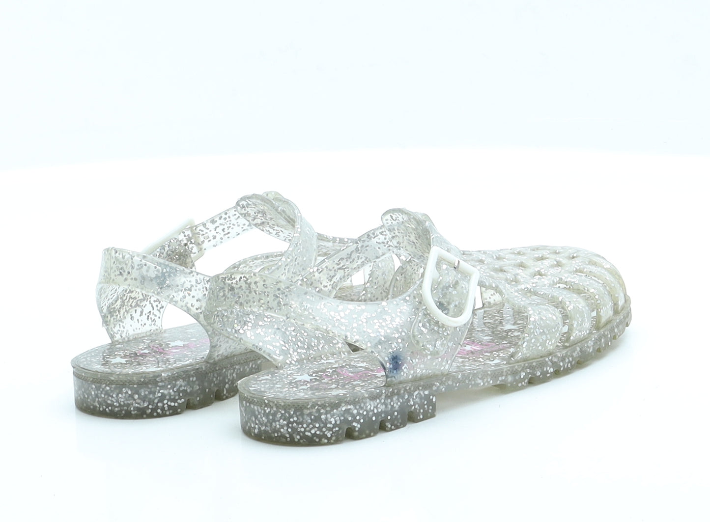 George Girls Silver  Rubber Fisherman Sandal 11