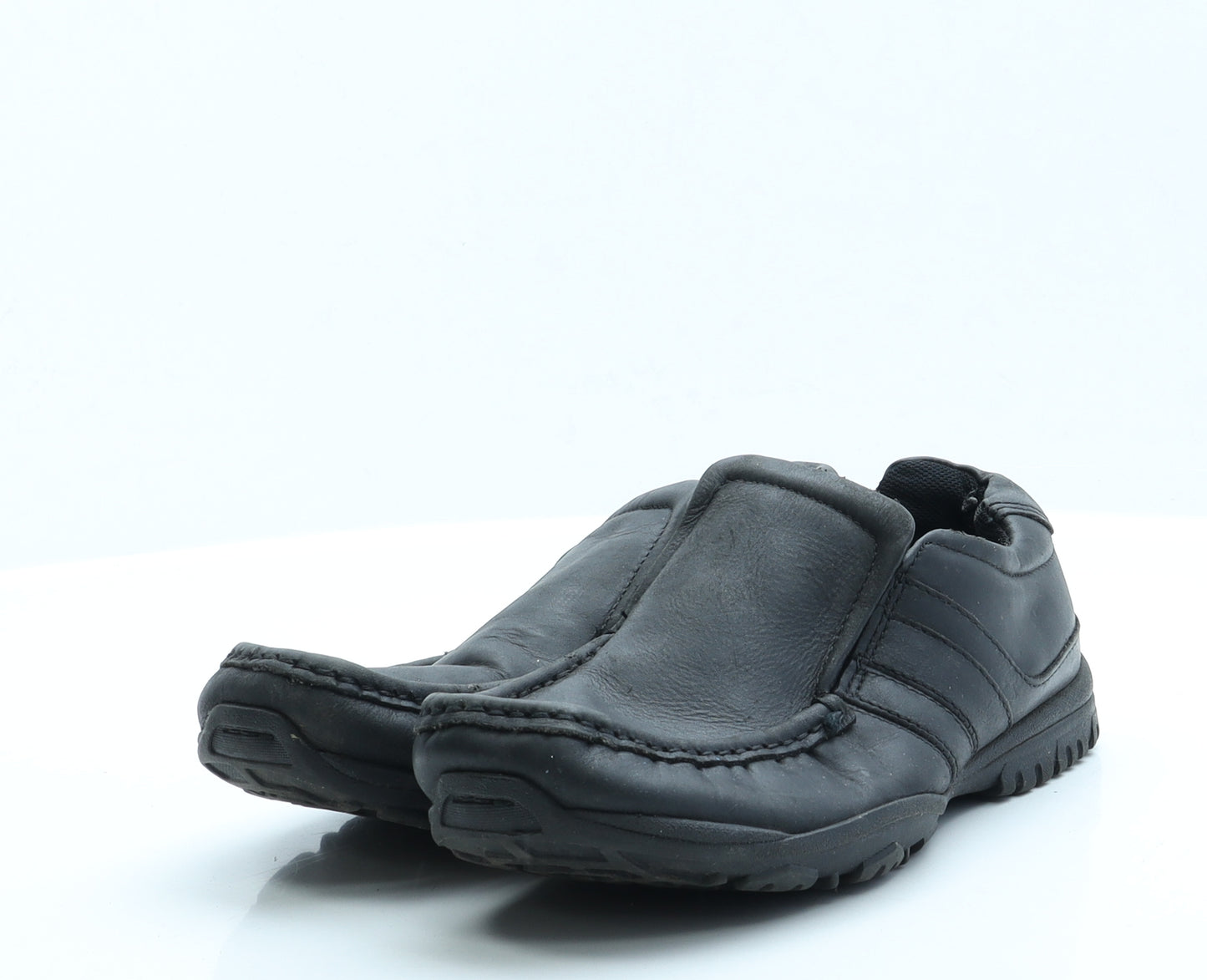 George Boys Black  Leather Loafer Casual 3