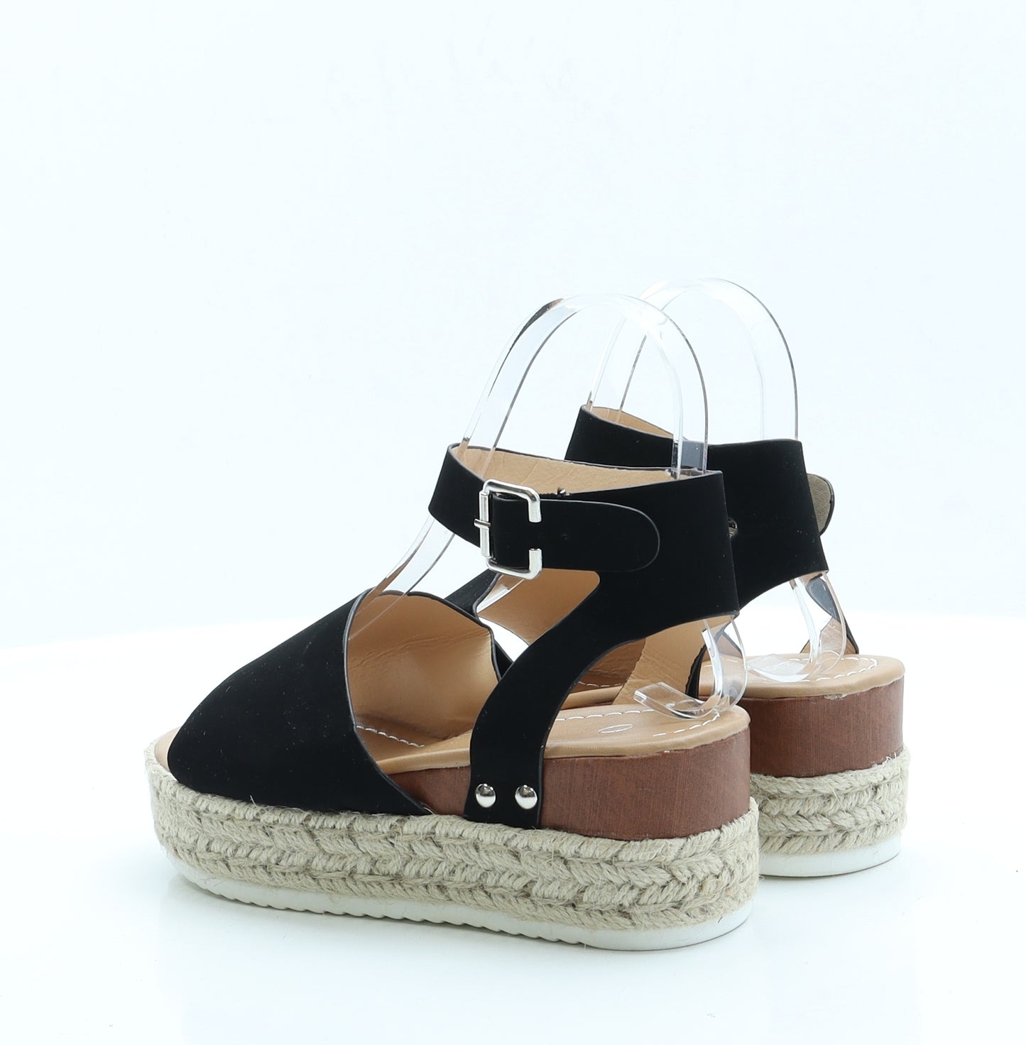 Preworn Girls Black  Faux Suede Espadrille Sandal 2 EUR 35