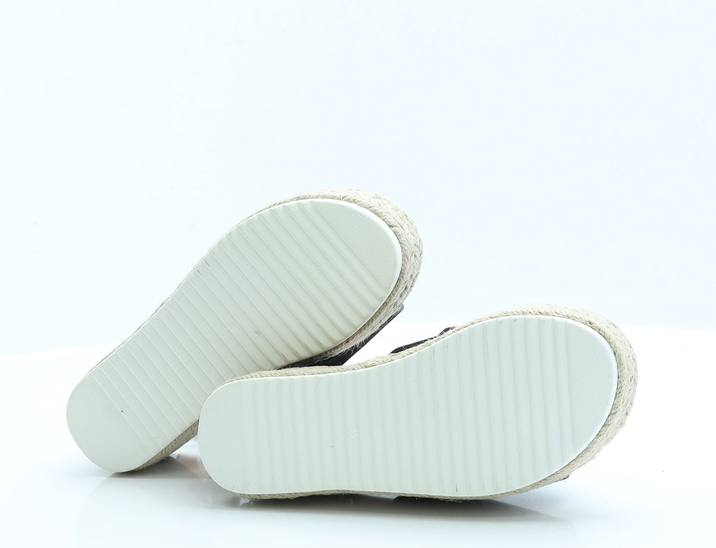 Preworn Girls Black  Faux Suede Espadrille Sandal 2 EUR 35