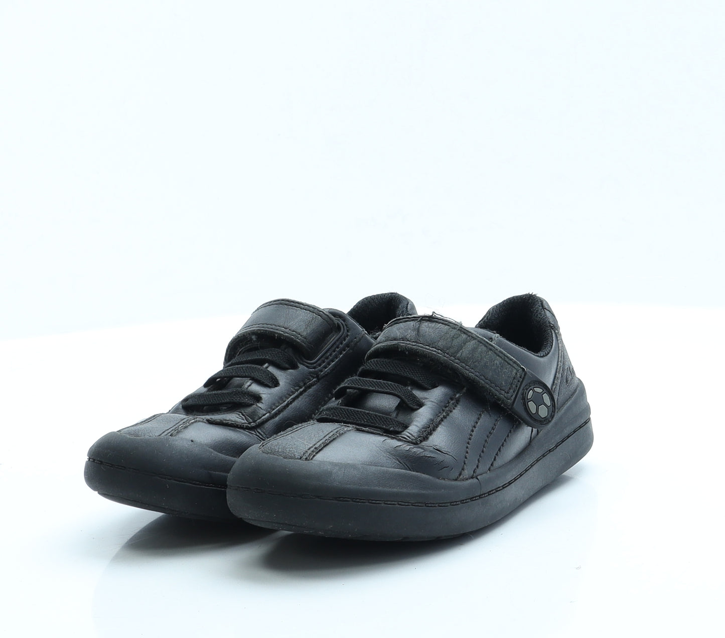 Clarks Boys Black  Faux Leather Trainer Casual UK 11 11 EUR 29  - School