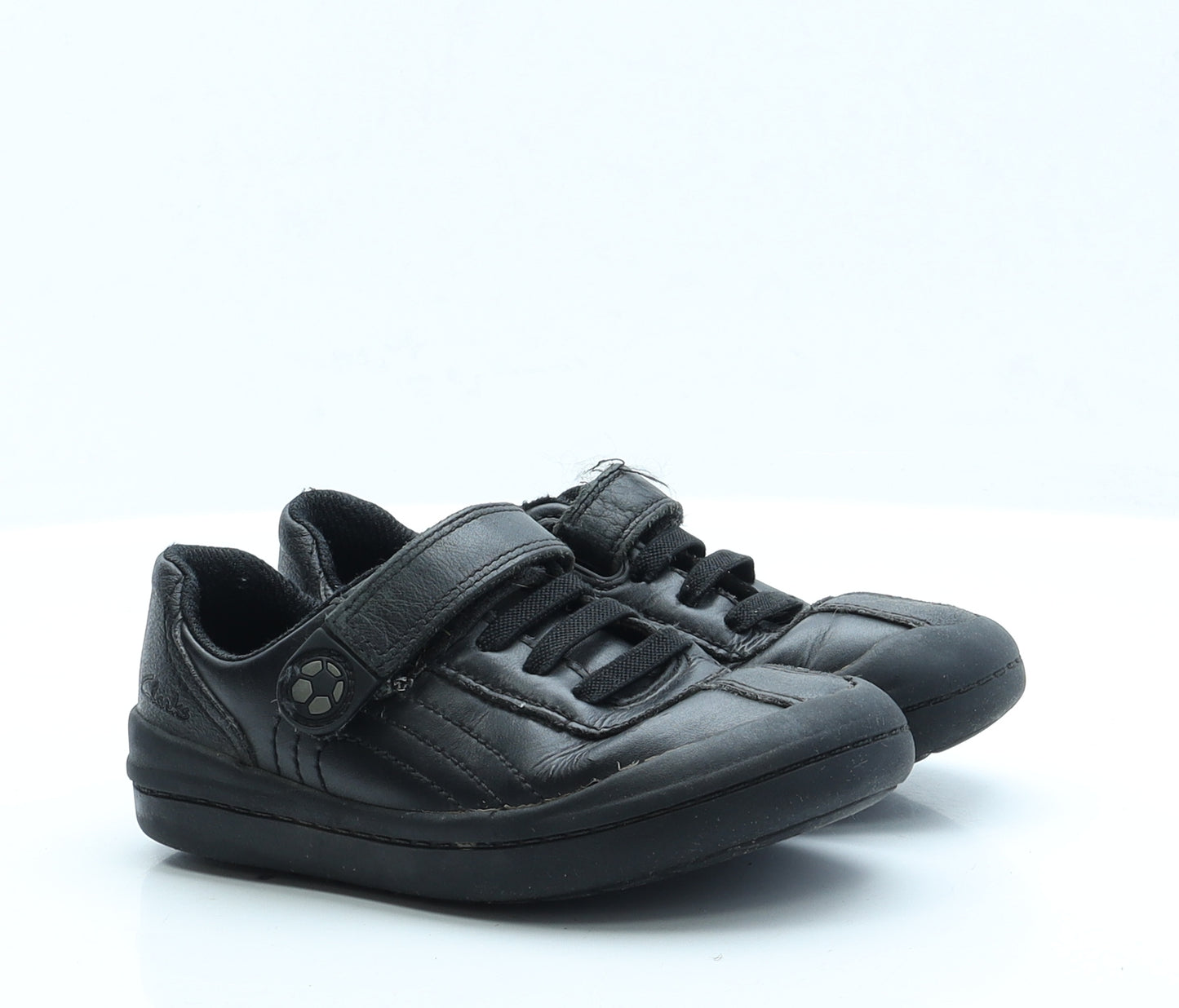 Clarks Boys Black  Faux Leather Trainer Casual UK 11 11 EUR 29  - School