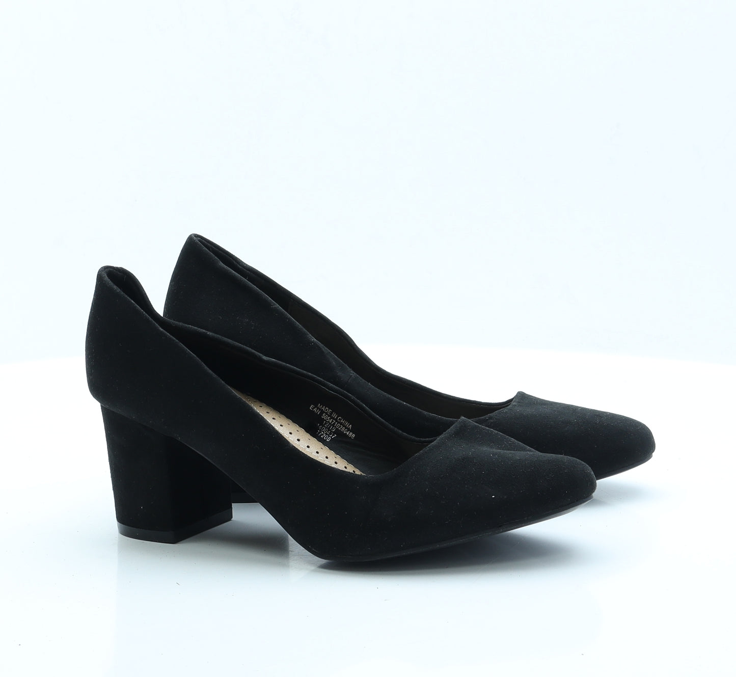 Peacocks Womens Black  Faux Suede Court Heel UK 6 EUR 39