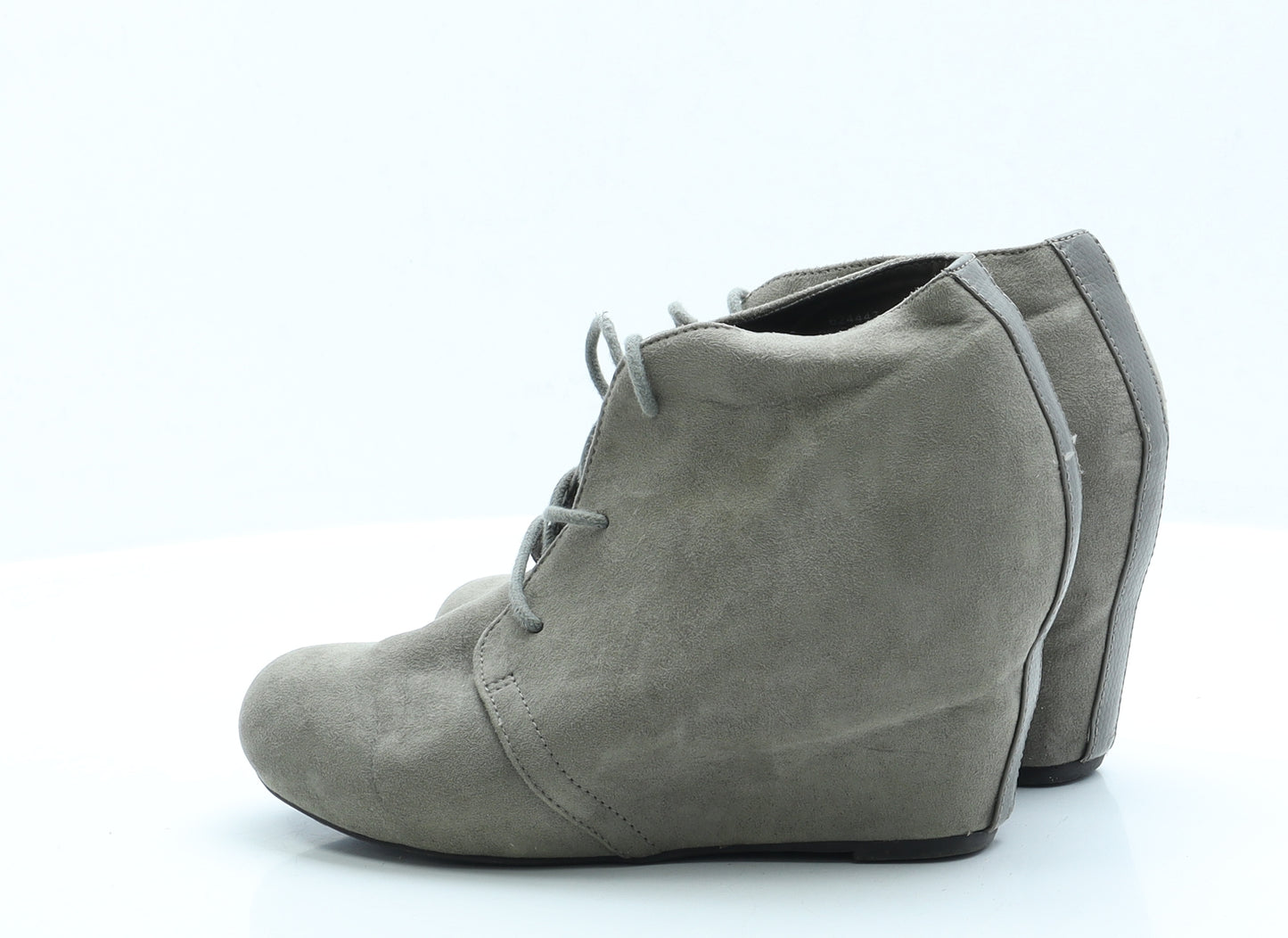 River Island Womens Grey  Faux Suede Bootie Boot UK 6