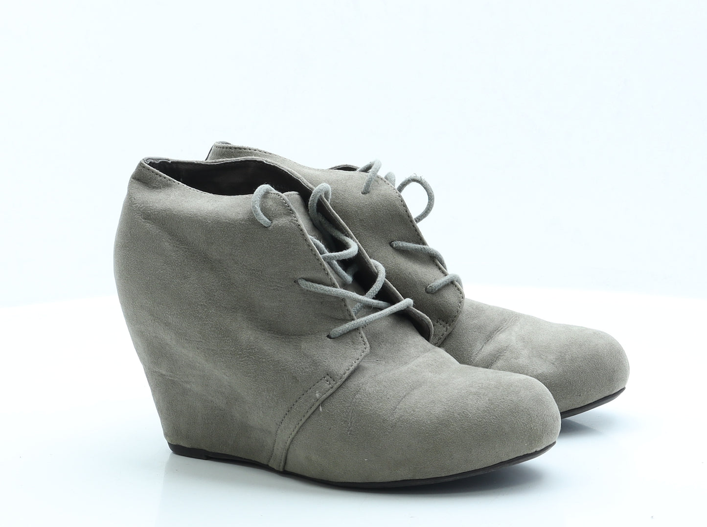 River Island Womens Grey  Faux Suede Bootie Boot UK 6