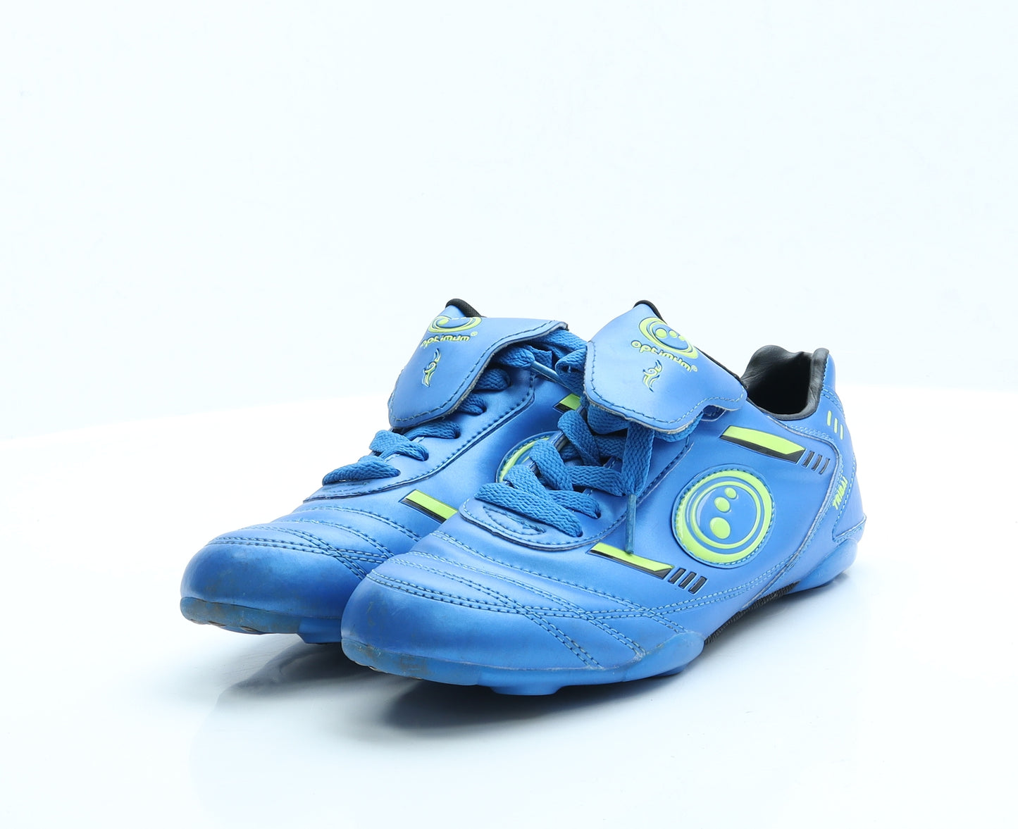 Tribal Boys Blue  Faux Leather Trainer  UK 4 4