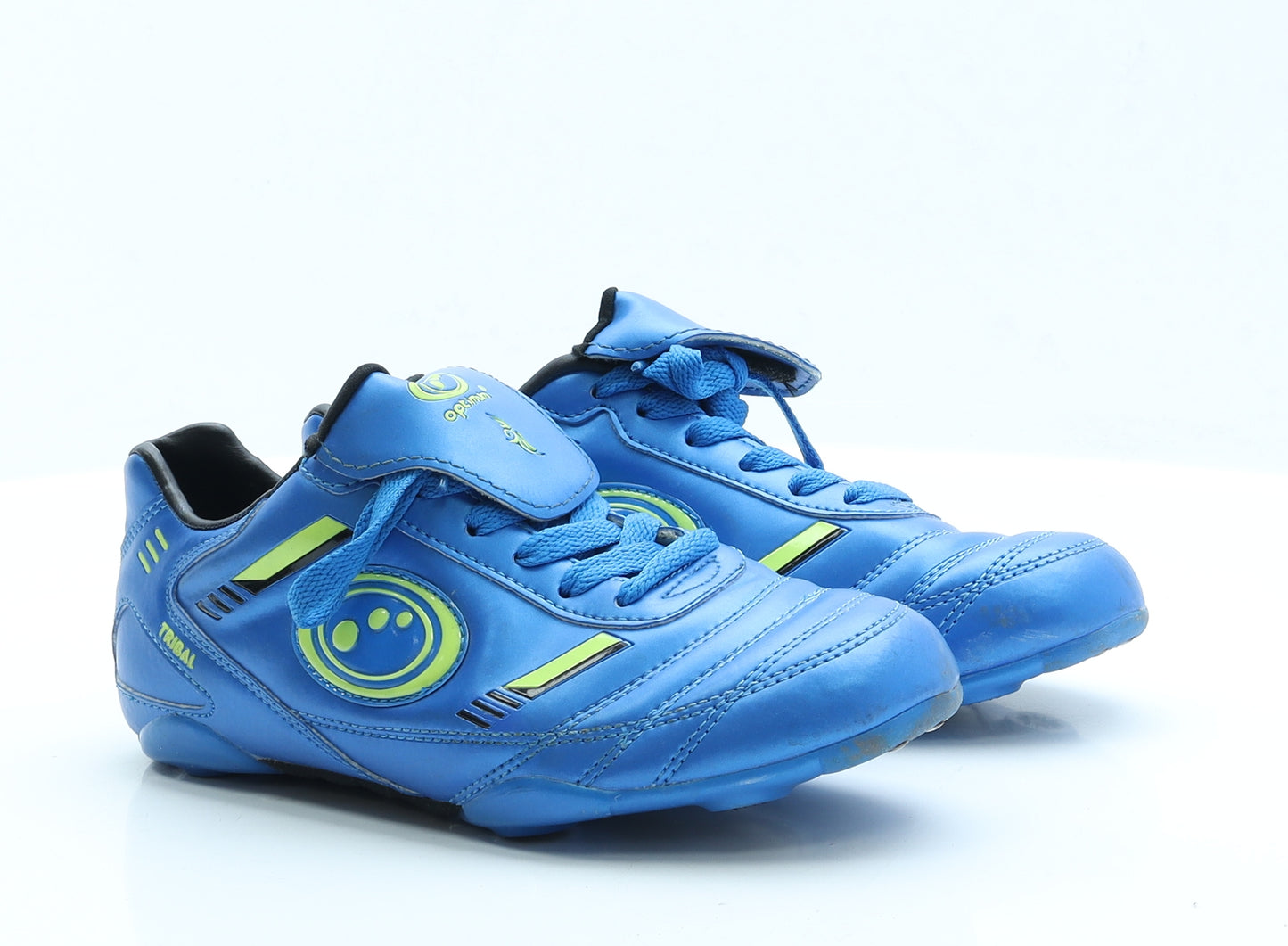 Tribal Boys Blue  Faux Leather Trainer  UK 4 4