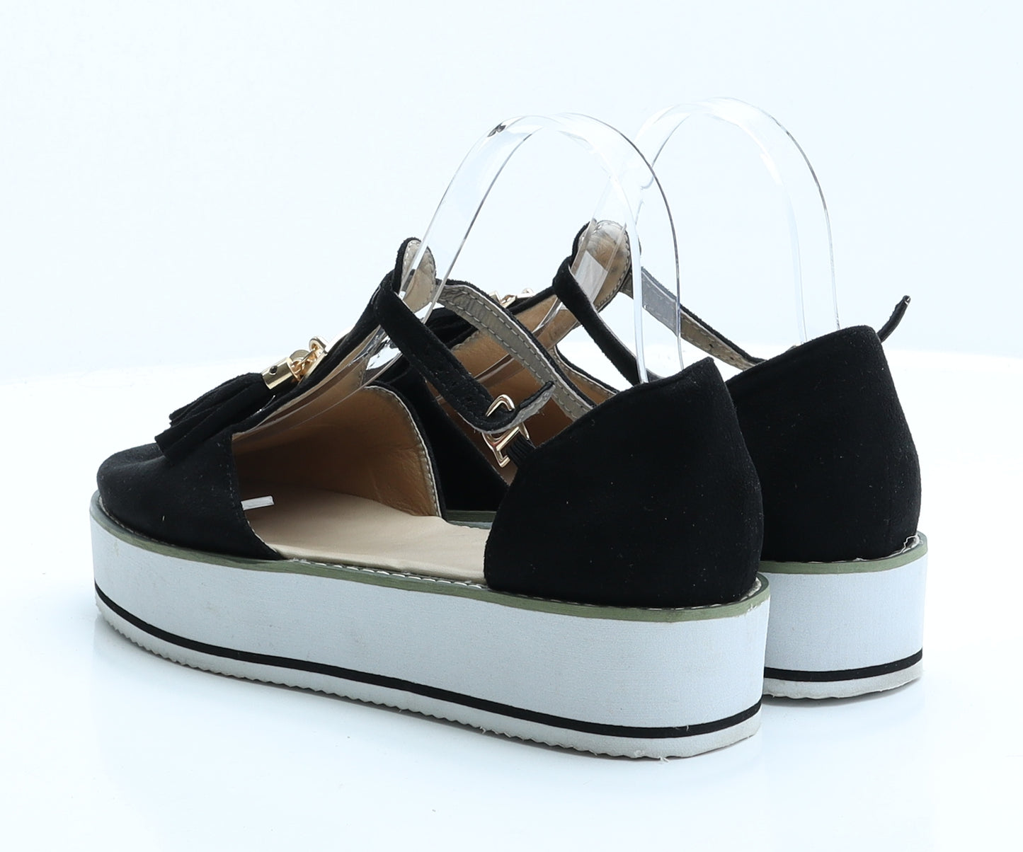 Preworn Womens Black  Faux Suede Strappy Sandal UK 4 EUR 37